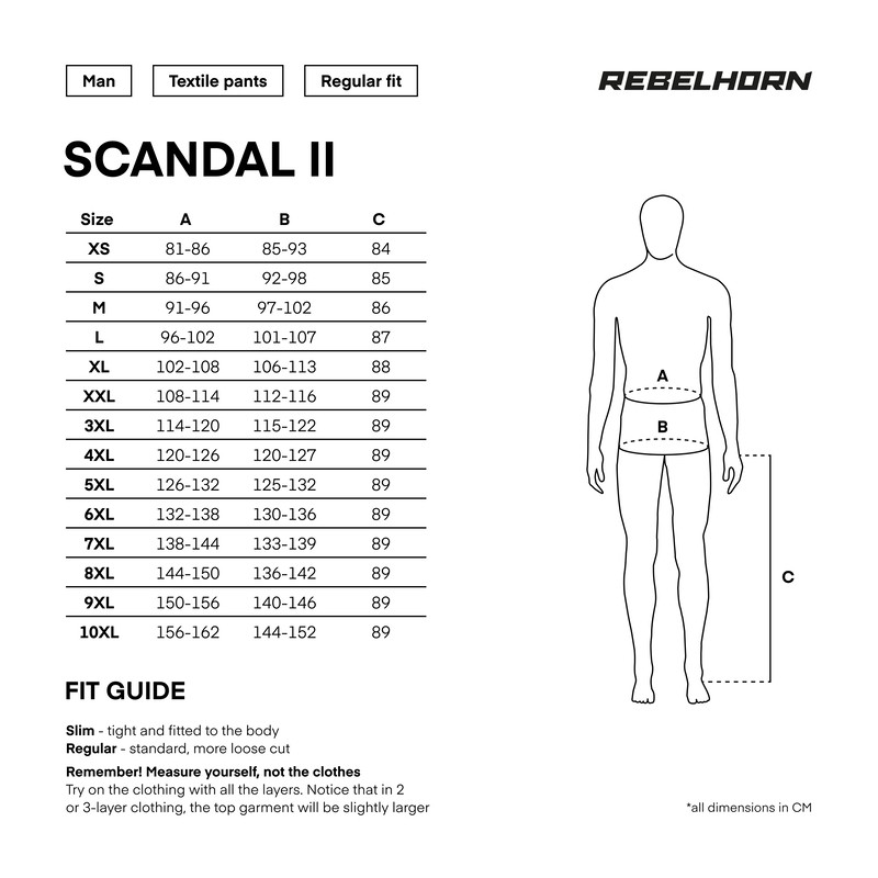 SPODNIE TEKSTYLNE REBELHORN SCANDAL II BLACK XL