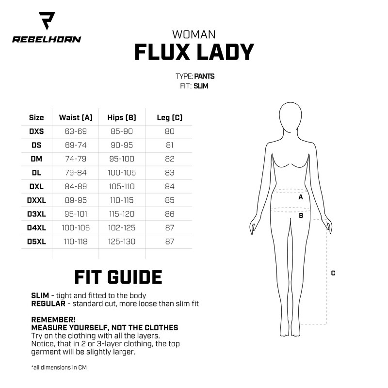 SPODNIE TEKSTYLNE REBELHORN FLUX LADY BLACK D3XL