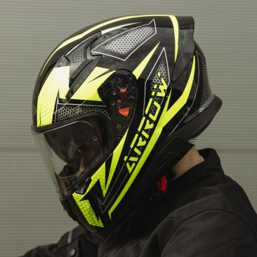 KASK OZONE INTEGRALNY ARROW BLACK/GREY/FLUO YELLOW XL