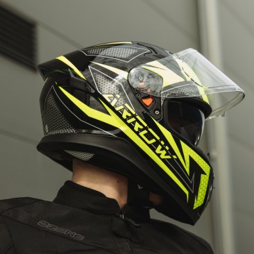 KASK OZONE INTEGRALNY ARROW BLACK/GREY/FLUO YELLOW XL