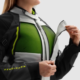 KURTKA MOTOCYKLOWA TEKSTYLNA DAMSKA REBELHORN HARDY 3.0 BLACK LIGHT GREY FLUO YELLOW W3XL