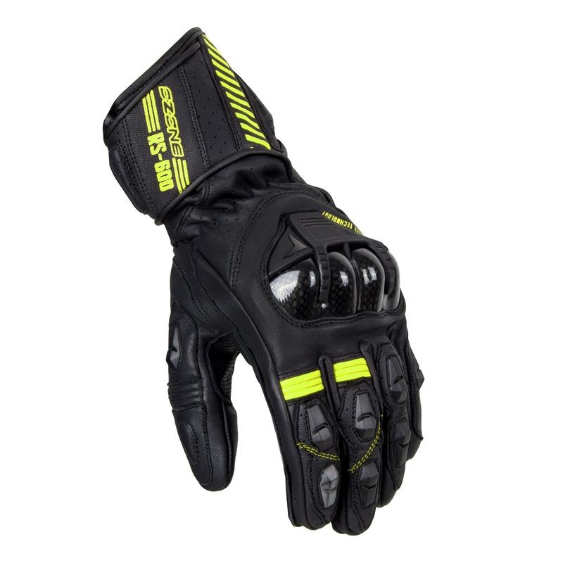 RĘKAWICE SKÓRZANE OZONE RS600 BLACK/FLUO YELLOW 3XL